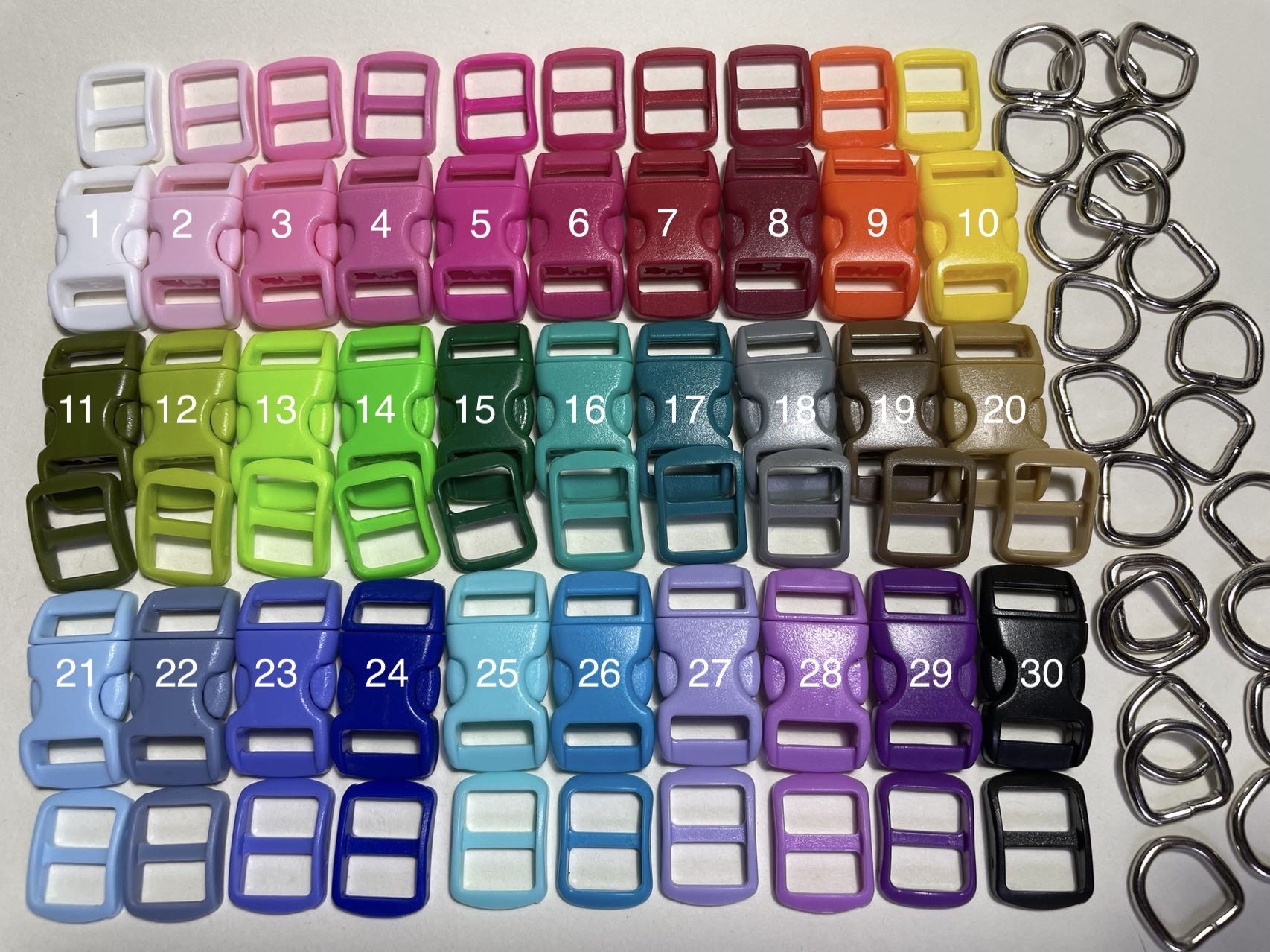 25 Sets -3/8'' (10mm) Dog Collar Hardware Kits- 30 colors C
